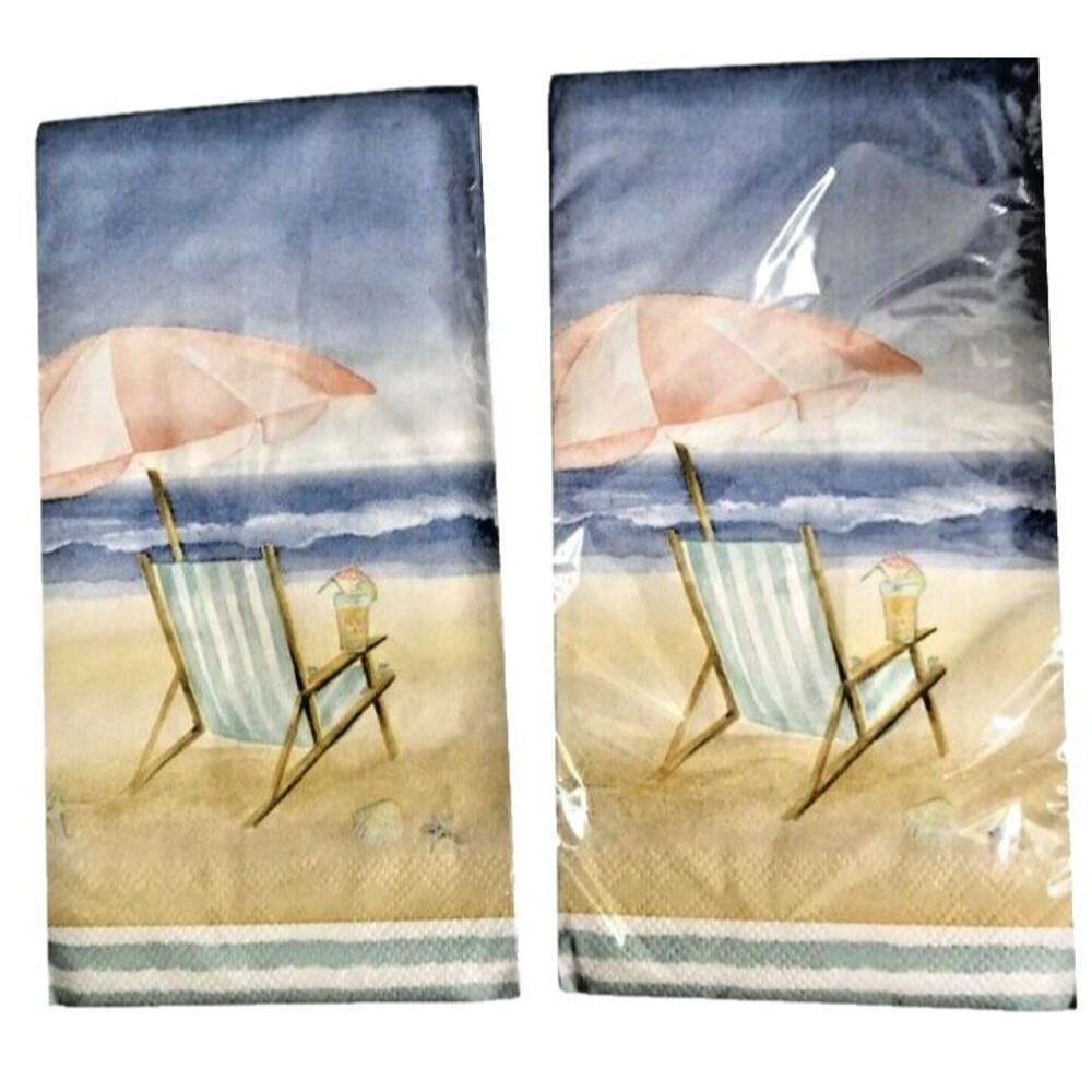 Beach Umbrella Chair Paper Towels Napkins Guest Summer Decoupage 20 pk Set of 2